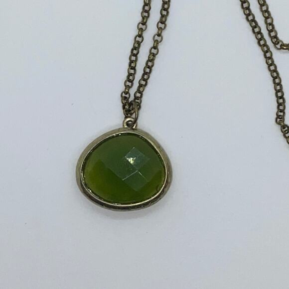 Green & Gold-Tone Rhinestone Pendant Necklace - Picture 5 of 8